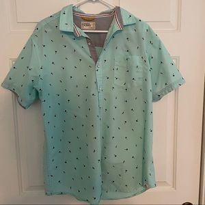 Tropical mint green button up shirt XL